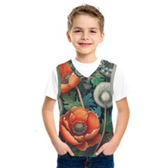 Flower Poppies Kids  Basketball Tank Top by Loisa77