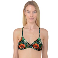 Flower Poppies Reversible Tri Bikini Top by Loisa77