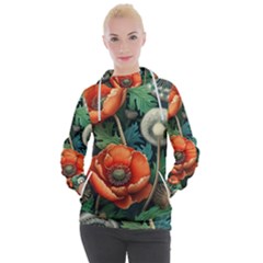 Flower Poppies Women s Hooded Pullover