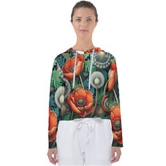 Flower Poppies Women s Slouchy Sweat