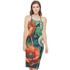 Flower Poppies Bodycon Cross Back Summer Dress by Loisa77