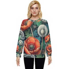 Flower Poppies Hidden Pocket Sweatshirt