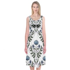 Flower Seamless Pattern Victorian Midi Sleeveless Dress