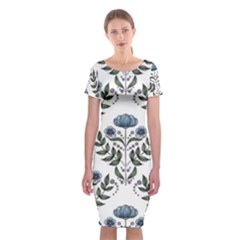 Flower Seamless Pattern Victorian Classic Short Sleeve Midi Dress