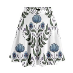 Flower Seamless Pattern Victorian High Waist Skirt