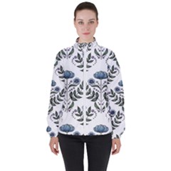 Flower Seamless Pattern Victorian Women s High Neck Windbreaker