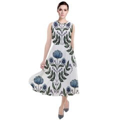 Flower Seamless Pattern Victorian Round Neck Boho Dress by Loisa77