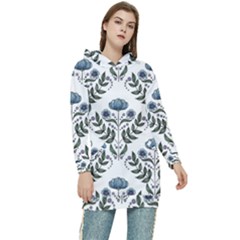 Flower Seamless Pattern Victorian Women s Long Oversized Pullover Hoodie