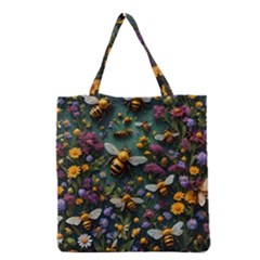 Bees Colony Flowers Grocery Tote Bag