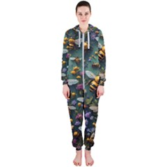 Bees Colony Flowers Hooded Jumpsuit (ladies)