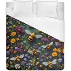 Bees Colony Flowers Duvet Cover (california King Size)