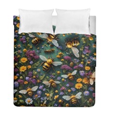 Bees Colony Flowers Duvet Cover Double Side (full/ Double Size)