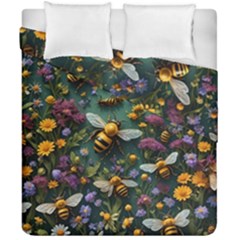 Bees Colony Flowers Duvet Cover Double Side (california King Size) by Loisa77