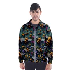 Bees Colony Flowers Men s Windbreaker