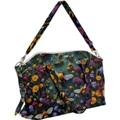 Bees Colony Flowers Canvas Crossbody Bag