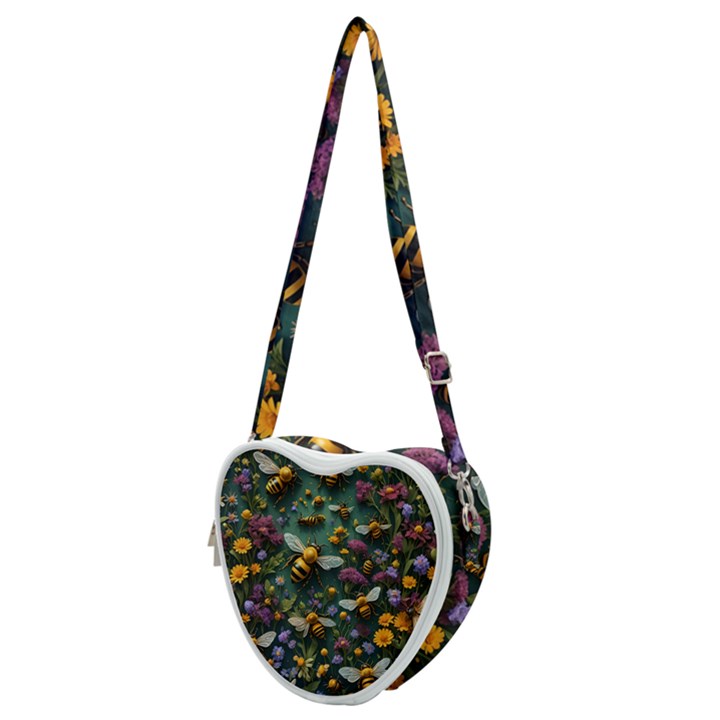 Bees Colony Flowers Heart Shoulder Bag