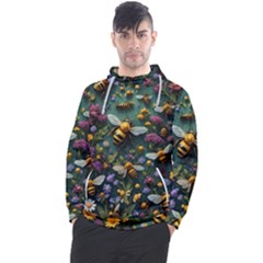 Bees Colony Flowers Men s Pullover Hoodie