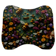 Bees Colony Flowers Velour Head Support Cushion by Loisa77