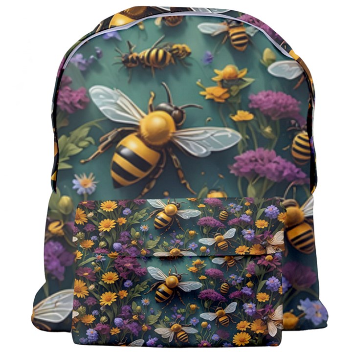 Bees Colony Flowers Giant Full Print Backpack