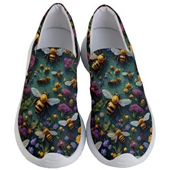 Bees Colony Flowers Women s Lightweight Slip Ons by Loisa77