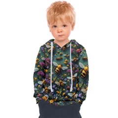 Bees Colony Flowers Kids  Overhead Hoodie