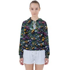 Bees Colony Flowers Women s Tie Up Sweat