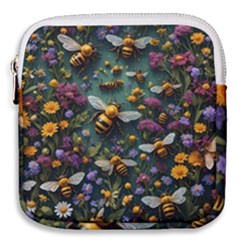 Bees Colony Flowers Mini Square Pouch by Loisa77