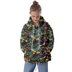 Bees Colony Flowers Kids  Oversized Hoodie by Loisa77