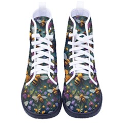 Bees Colony Flowers Men s High-top Canvas Sneakers by Loisa77