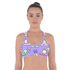 Cloud Seamless Pattern Cross Back Sports Bra by Apen