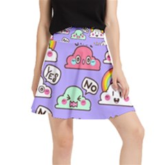 Cloud Seamless Pattern Waistband Skirt by Apen