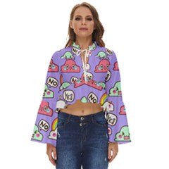 Cloud Seamless Pattern Boho Long Bell Sleeve Top