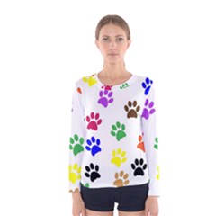 Pawprints Paw Prints Paw Animal Women s Long Sleeve T-shirt