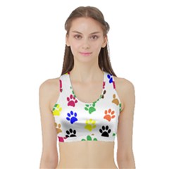 Pawprints Paw Prints Paw Animal Sports Bra With Border by Apen