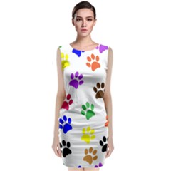 Pawprints Paw Prints Paw Animal Sleeveless Velvet Midi Dress