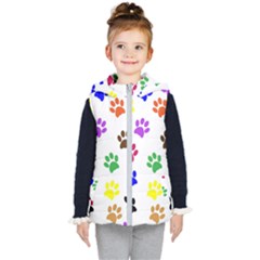 Pawprints Paw Prints Paw Animal Kids  Hooded Puffer Vest