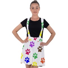 Pawprints Paw Prints Paw Animal Velvet Suspender Skater Skirt by Apen