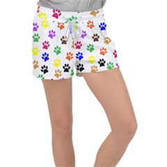 Pawprints Paw Prints Paw Animal Women s Velour Lounge Shorts by Apen