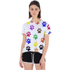 Pawprints Paw Prints Paw Animal Open Back Sport T-shirt by Apen