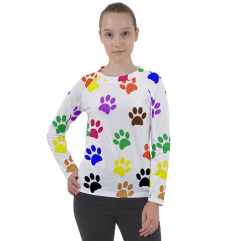 Pawprints Paw Prints Paw Animal Women s Long Sleeve Raglan T-shirt by Apen