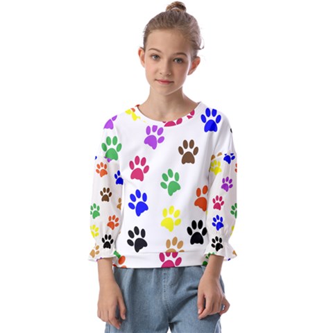 Pawprints Paw Prints Paw Animal Kids  Cuff Sleeve Top by Apen