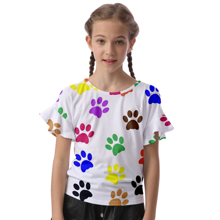 Pawprints Paw Prints Paw Animal Kids  Cut Out Flutter Sleeves