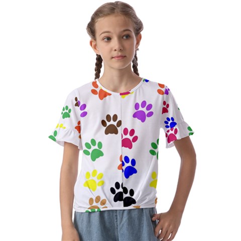 Pawprints Paw Prints Paw Animal Kids  Cuff Sleeve Scrunch Bottom T-shirt by Apen