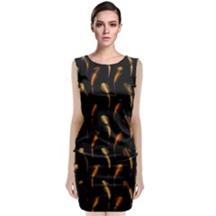 Abstract Art Pattern Warm Colors Sleeveless Velvet Midi Dress