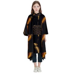 Abstract Art Pattern Warm Colors Kids  Hooded Rain Ponchos