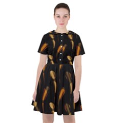 Abstract Art Pattern Warm Colors Sailor Dress by Ndabl3x