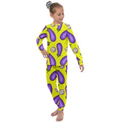 Eggplant Pattern 1 Kids  Long Sleeve Set 