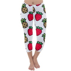 Strawberries Pineapples Fruits Capri Winter Leggings 