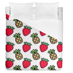 Strawberries Pineapples Fruits Duvet Cover (queen Size) by Loisa77