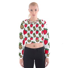 Strawberries Pineapples Fruits Cropped Sweatshirt